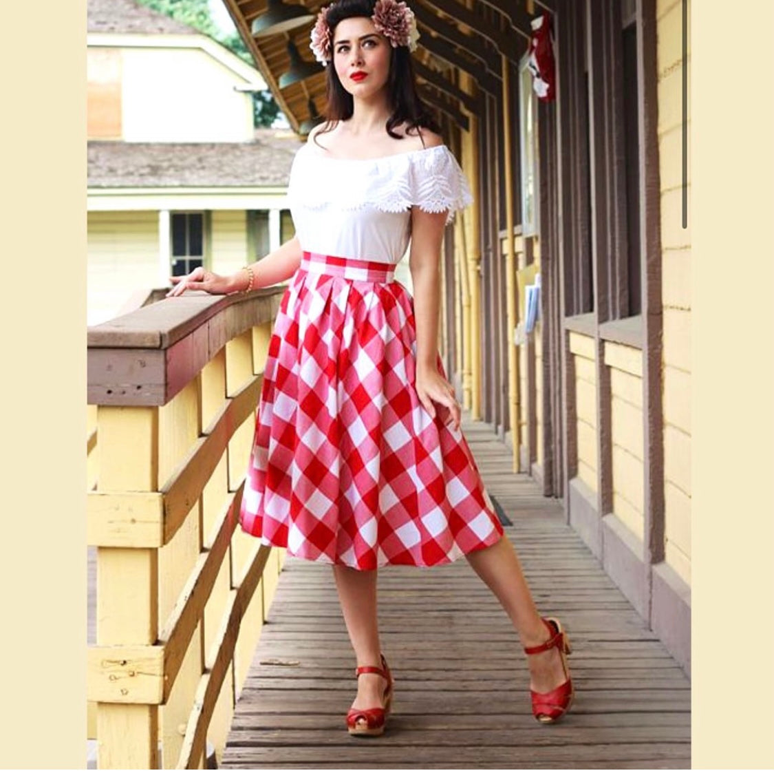 Gingham on sale skirt pink