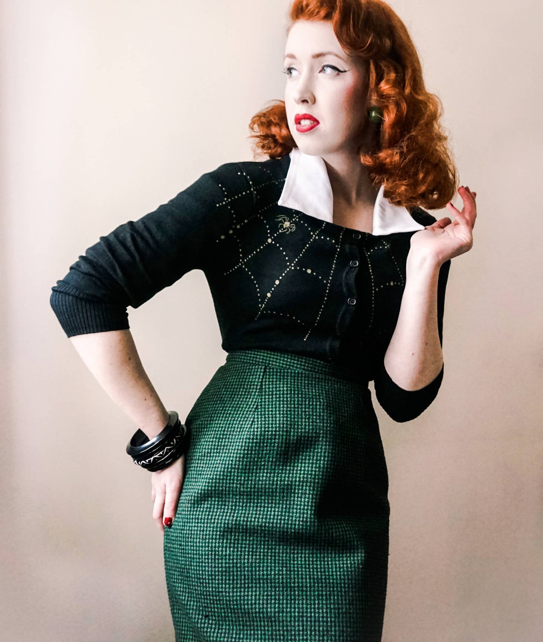 Spiderweb Cardigan in Black : 2X-Large