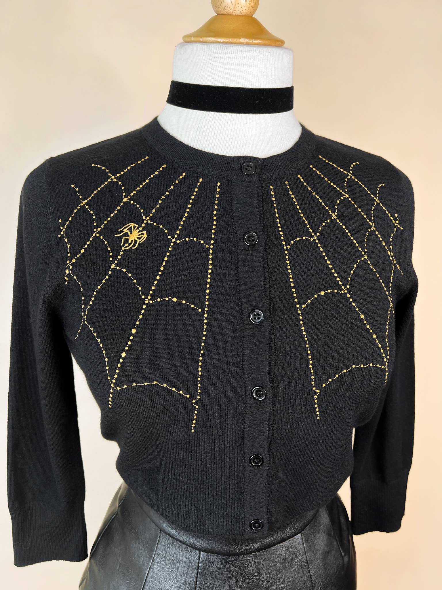 Spiderweb Cardigan in Black : 2X-Large