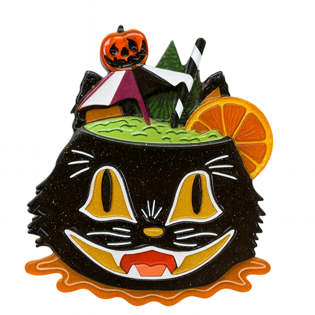 Black Magic Halloween Tiki Brooch by Carrie Hudson x Lipstick & Chrome
