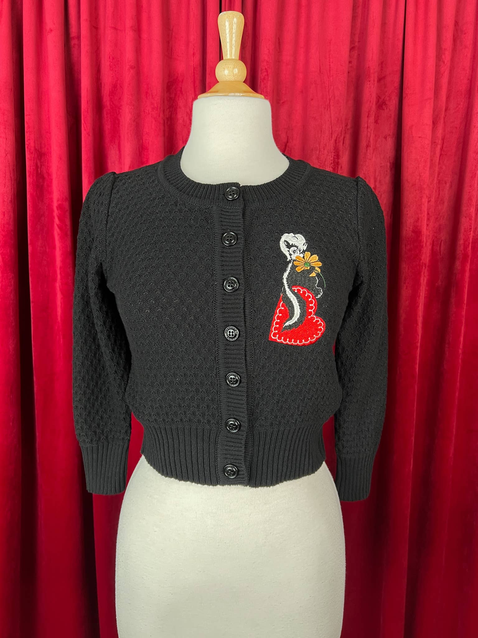 Little Stinker Regular Size Cropped Cardigan in Black: X-Large