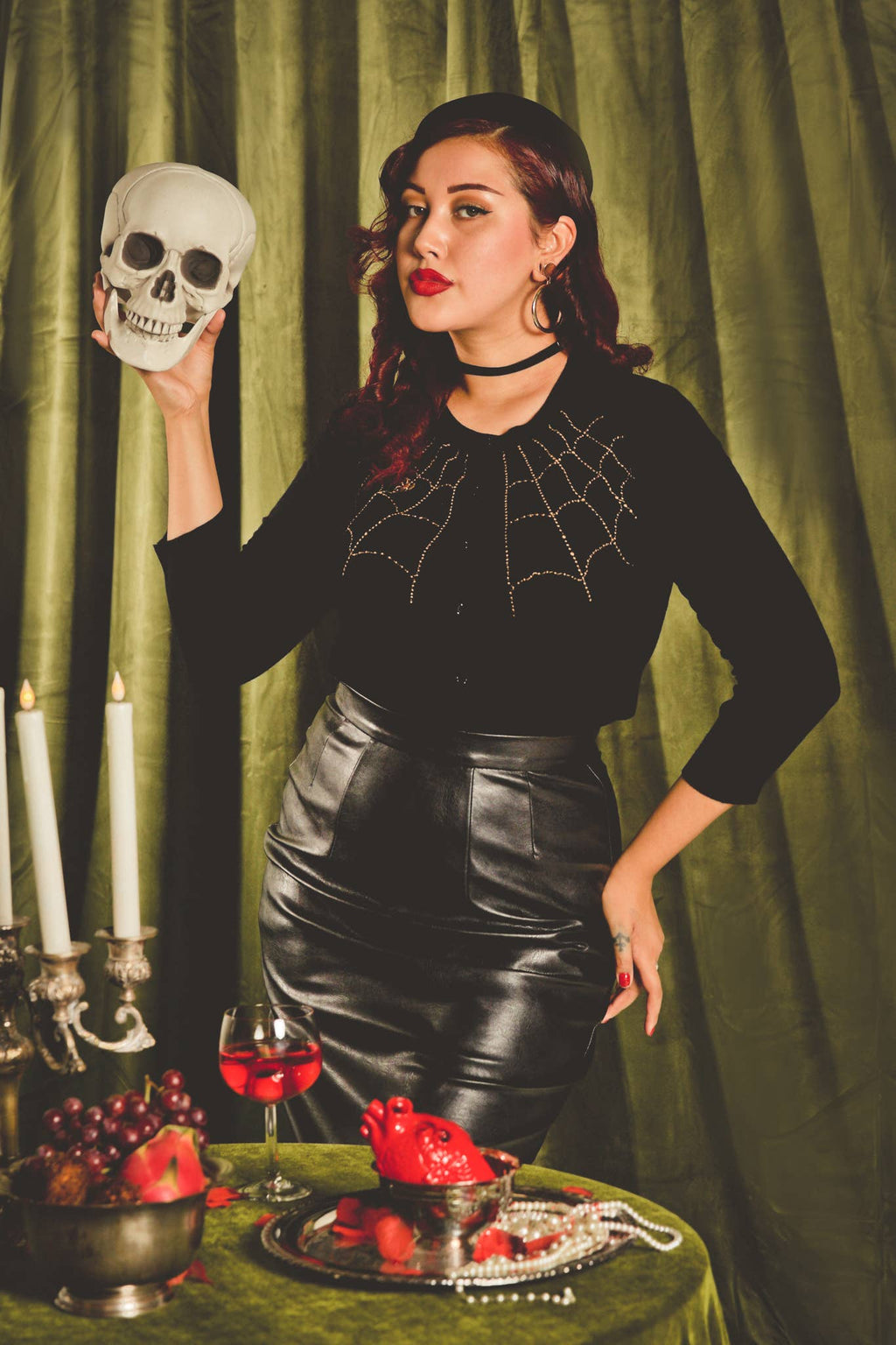 Spiderweb Cardigan in Black : 2X-Large