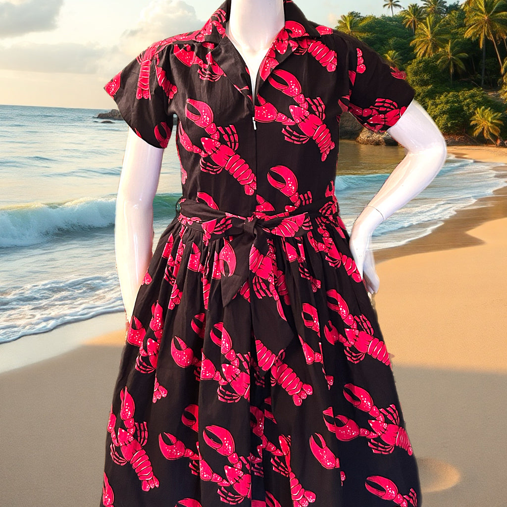 Smitten Kitten Lobster Front Zipper Dress