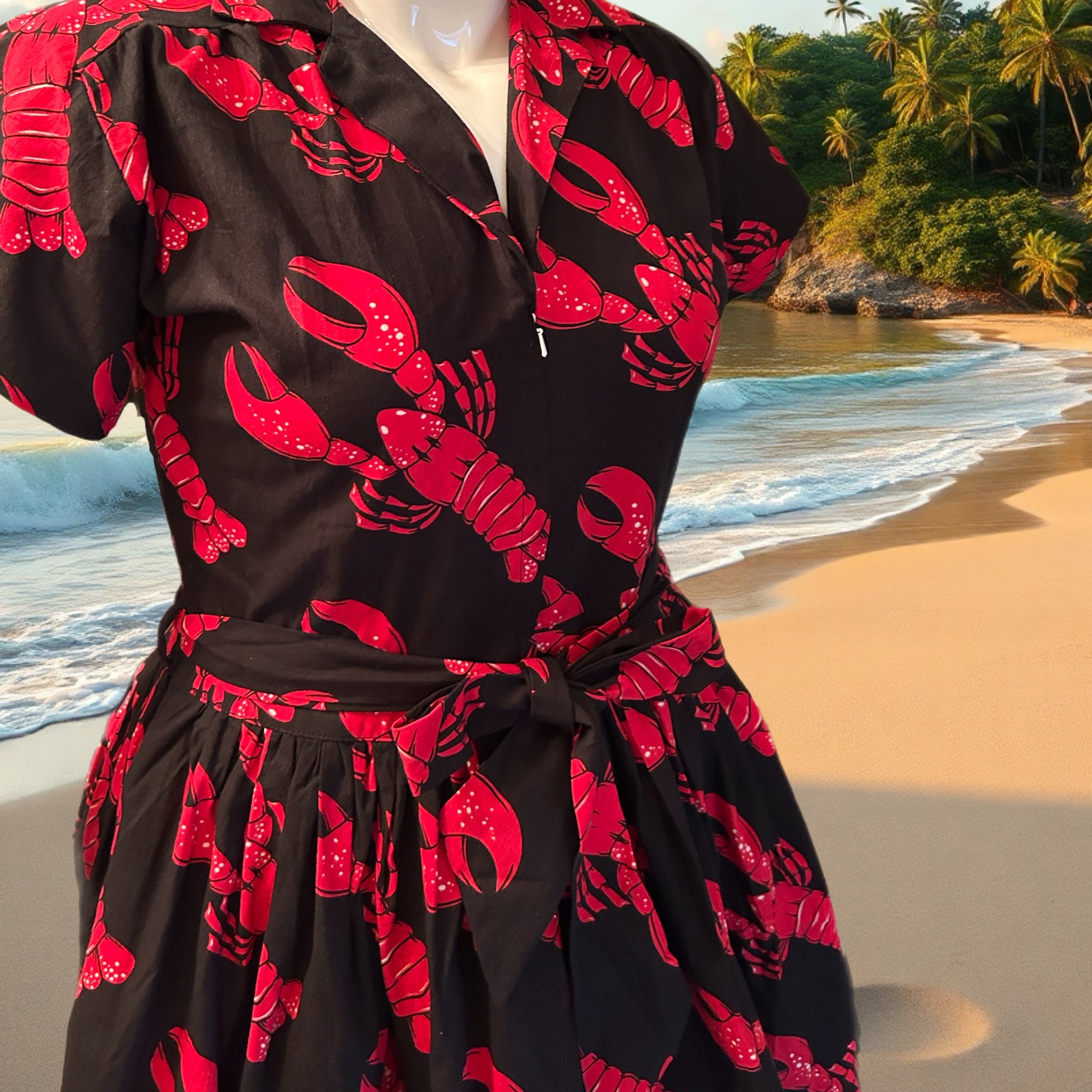 Smitten Kitten Lobster Front Zipper Dress