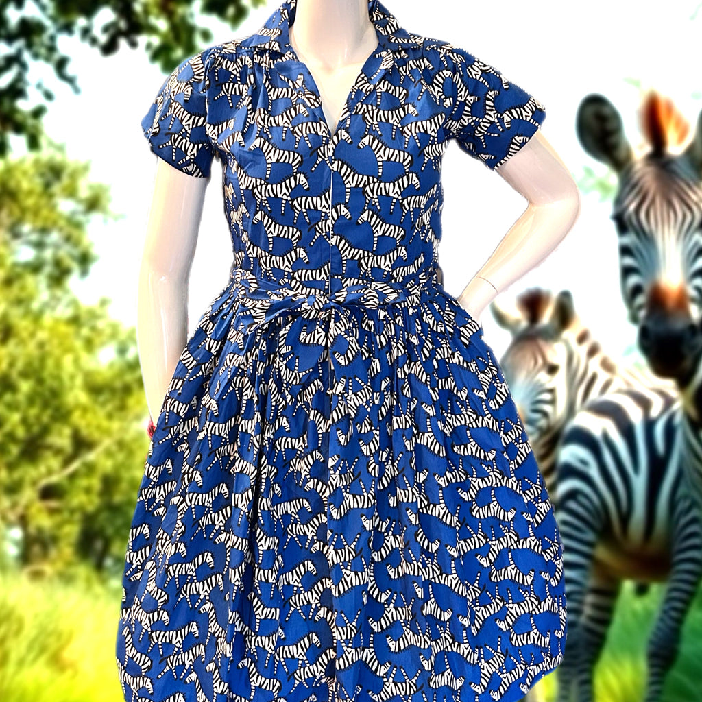 Smitten Kitten Front Zipper Dress Zebra