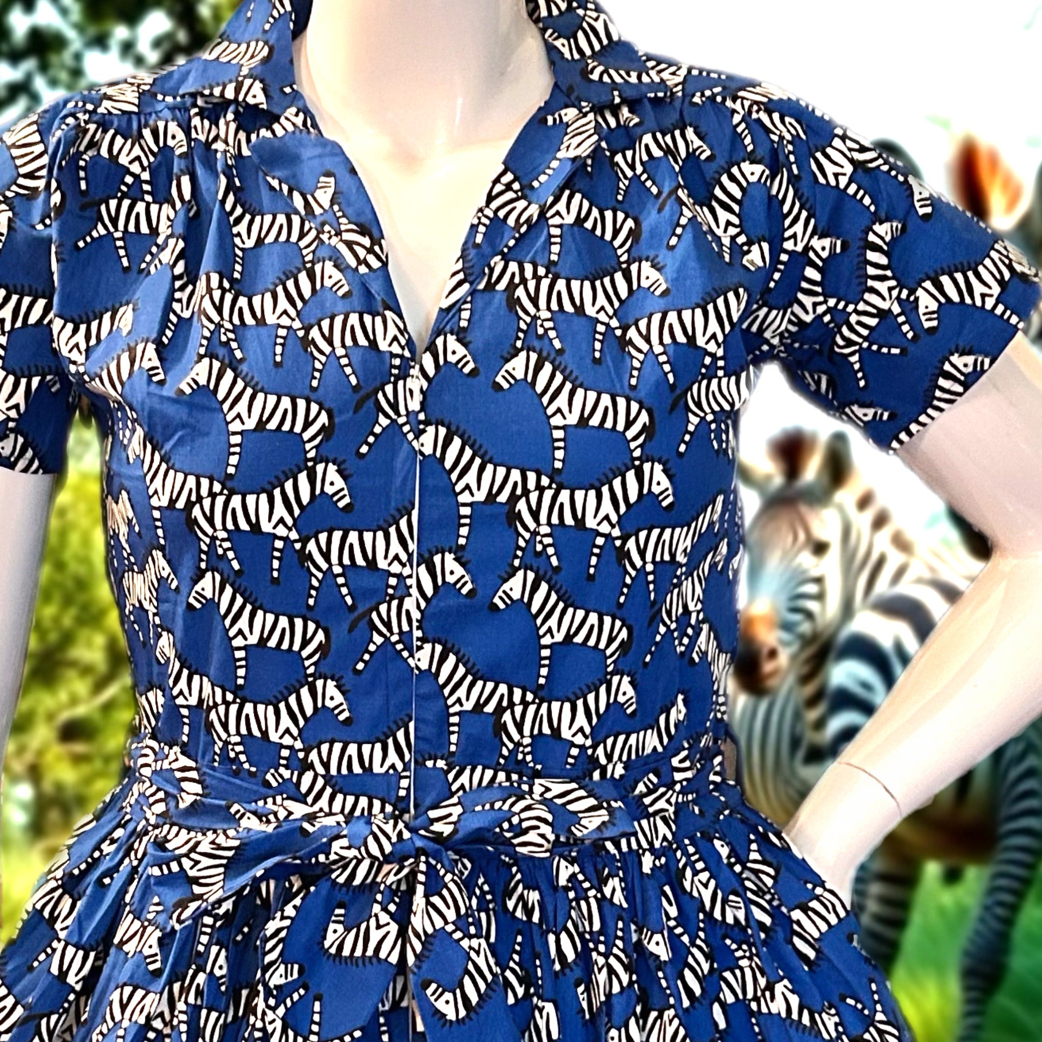 Smitten Kitten Front Zipper Dress Zebra