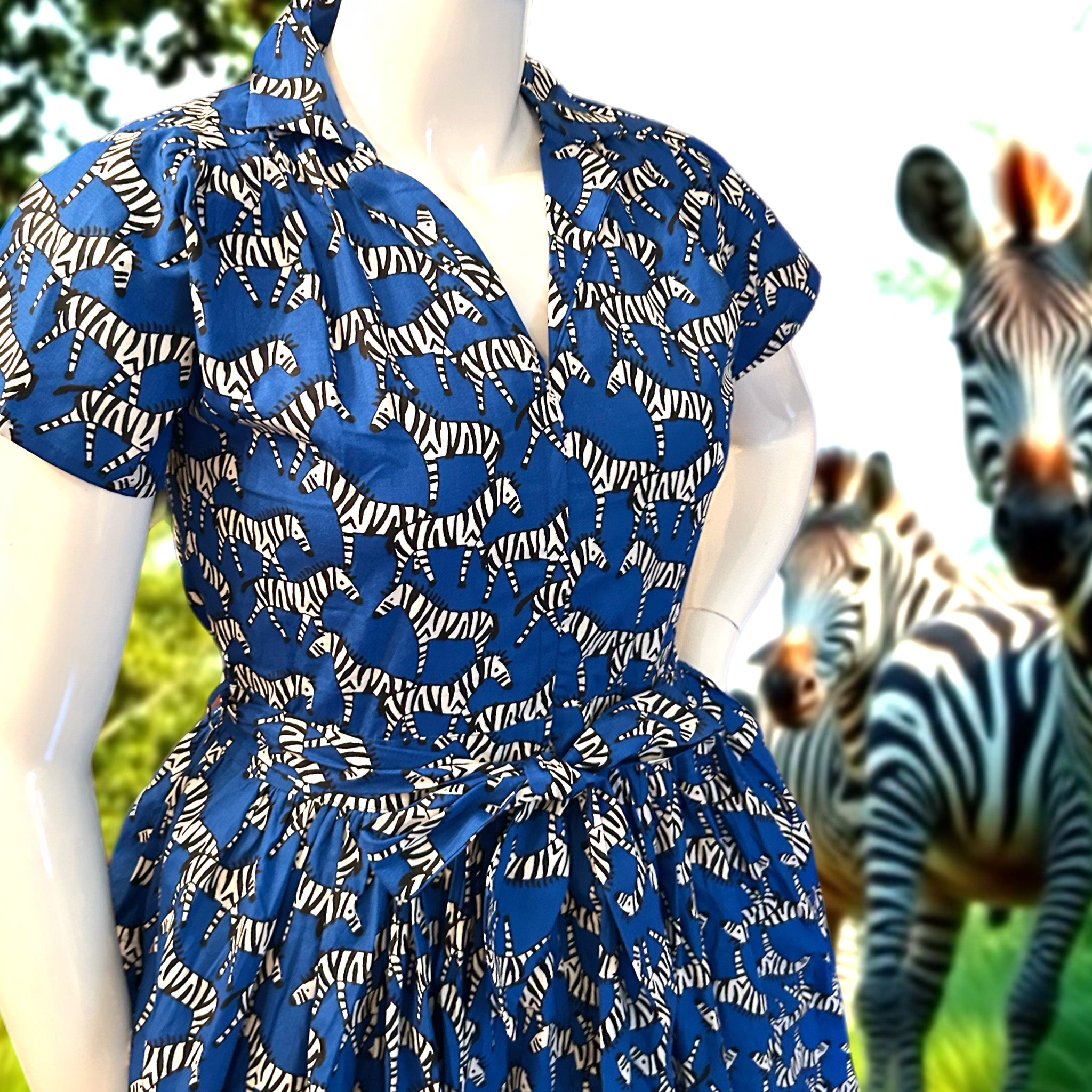 Smitten Kitten Front Zipper Dress Zebra