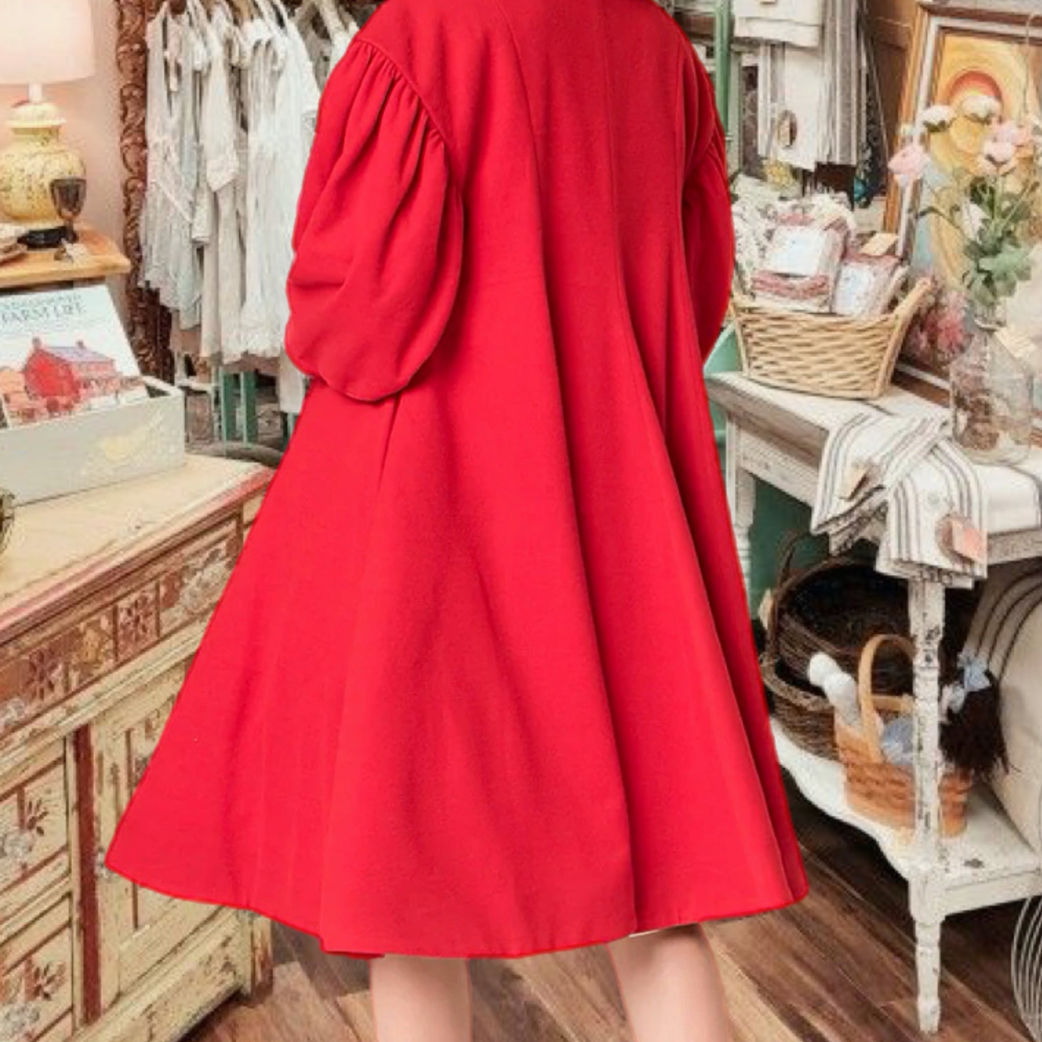 Barbie™ X Unique Vintage 1960s Style Red Flare Swing Coat