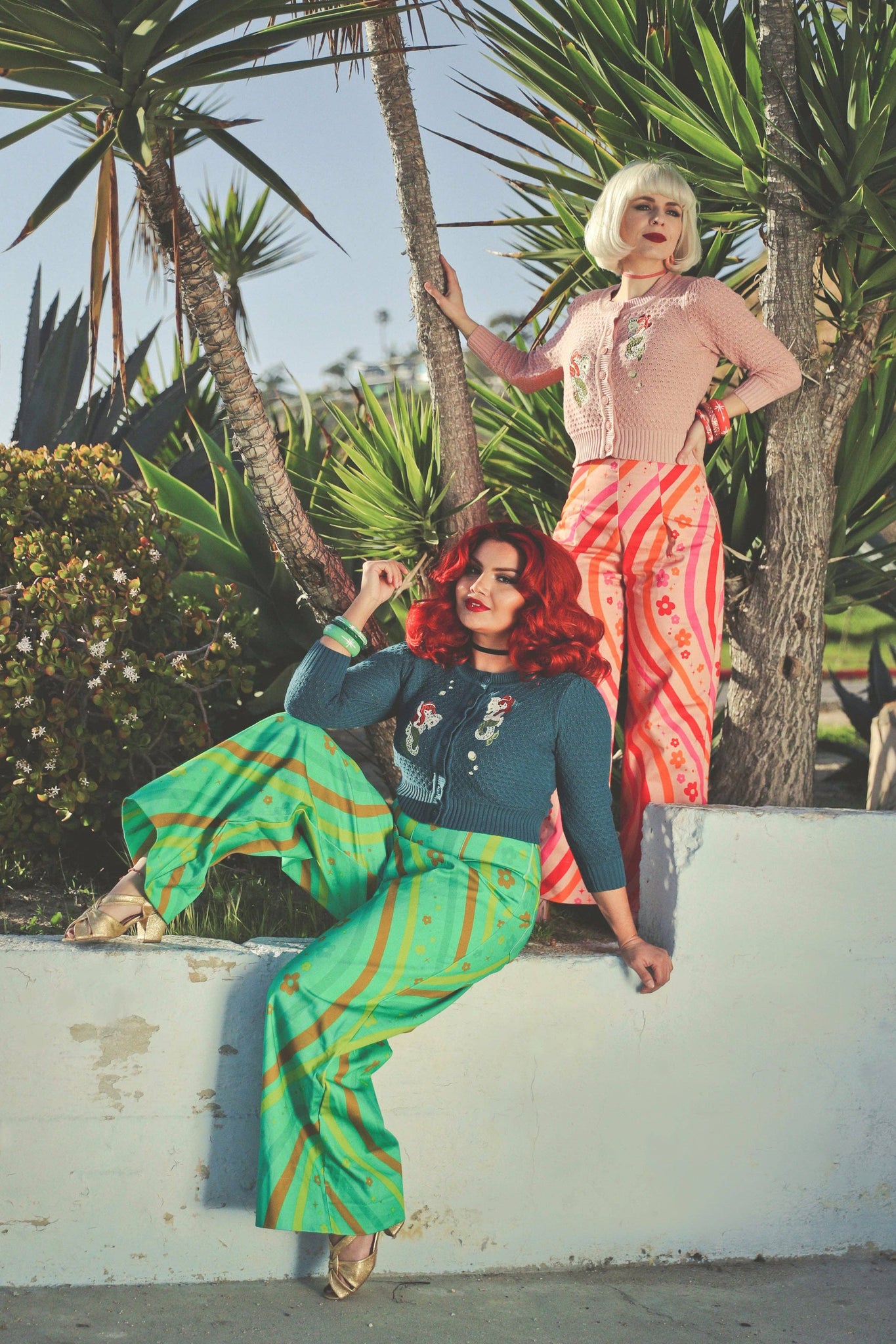 Mermaid Sisters Cropped Cardigan in Peach: X-Large