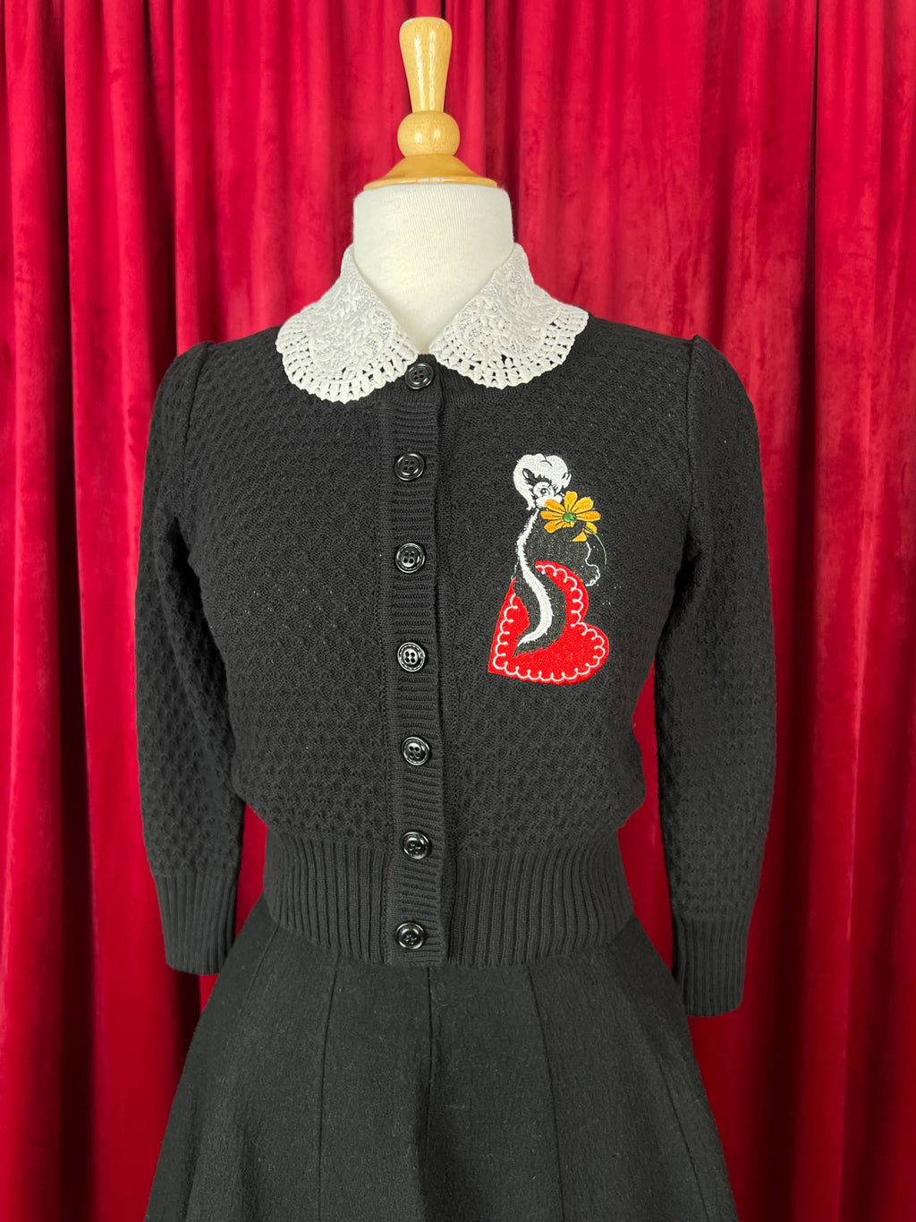 Little Stinker Regular Size Cropped Cardigan in Black: X-Large